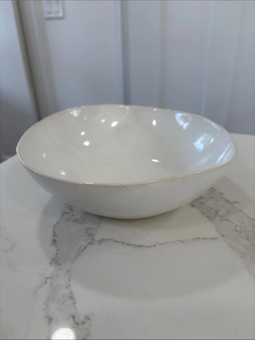 Assorted White Ceramic Bowls with Blue Accent Bowl - Lot of 5